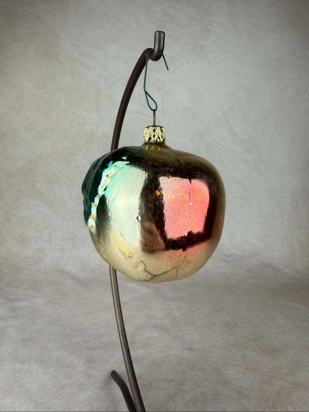 Vintage West Germany Glass Apple Ornament Mod MCM